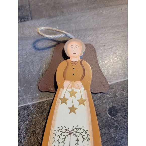 Wooden angel girl star tree ornament xmas - Picture 2 of 4